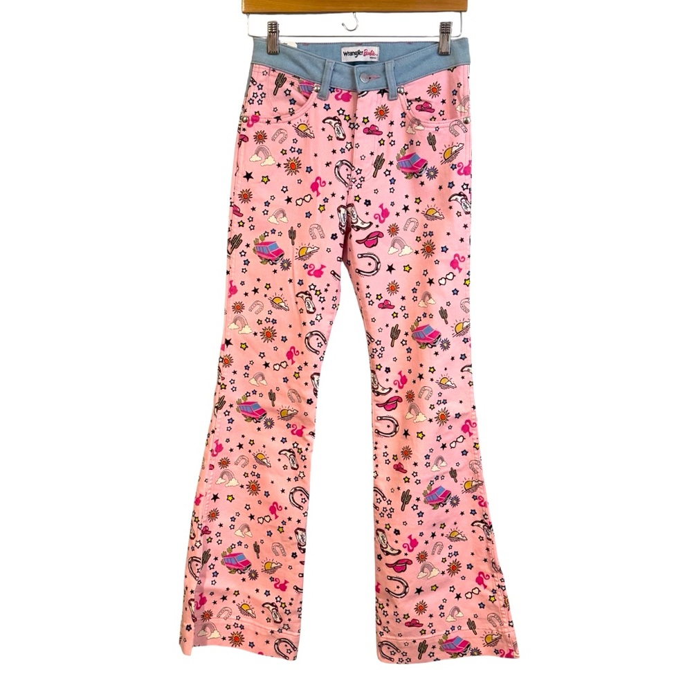Wrangler X Barbie Flare Leg Printed Jeans Size 2